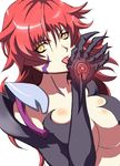  amaha_masane armor artist_request bikini_armor breasts cleavage huge_breasts long_hair red_hair solo tongue web_kanehara witchblade yellow_eyes 