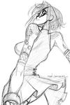  ciel glasses greyscale mike156 monochrome sketch solo tsukihime 