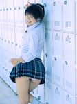  ass highres hitomi_aizawa miniskirt panties pantyshot photo school_uniform skirt solo underwear 