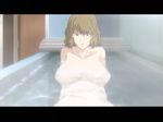  bath breasts brown_hair huge_breasts indoors kobayashi_megumi letterboxed nhk_ni_youkoso! nude screencap short_hair solo 