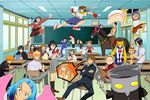  6+girls aburatsubo_ayanojou aida_kensuke amagane_rinne annotation_request azumanga_daiou bishoujo_senshi_sailor_moon black_hair bleach blonde_hair blue_eyes blue_sailor_collar bow breasts brown_eyes brown_hair capcom cardcaptor_sakura chair chalkboard classroom clock crossover door dr._slump el_hazard epic everyone fingerless_gloves freddie_mercury fruits_basket gantz gloves guu hare headband hells_angels horse indoors ishida_uryuu jinnai_katsuhiko jinnai_makoto jungle_wa_itsumo_hare_nochi_guu juuban_middle_school_uniform kanzaki_hitomi kareshi_kanojo_no_jijou kasuga_ayumu kasugano_sakura kicking kinomoto_sakura kon kuchiki_rukia kurono_kei kurosaki_ichigo large_breasts long_hair long_sleeves mahou_tsukai_tai! makotron_(artist) mechazawa_shin'ichi mihama_chiyo miyazawa_yukino multiple_boys multiple_crossover multiple_girls neon_genesis_evangelion norimaki_arale panties pantyhose red_bow sailor_collar sakigake!!_cromartie_koukou school_uniform serafuku short_hair skirt souma_kyou souma_yuki street_fighter street_fighter_zero_(series) takino_tomo tenkuu_no_escaflowne tomoeda_elementary_school_uniform tsukino_usagi underwear what window wings 