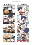  4koma 6+girls anchor_hair_ornament bamboo_shoot bangs bare_shoulders bismarck_(kantai_collection) black_hair black_ribbon blonde_hair blouse blue_eyes blue_hair blunt_bangs bowl braid brown_hair chopsticks comic commentary_request detached_sleeves double_bun food gloves hair_flaps hair_ornament hair_ribbon hairband hairclip hat highres holding holding_chopsticks kantai_collection katsudon_(food) kitakami_(kantai_collection) long_hair low_twintails multiple_4koma multiple_girls nontraditional_miko peaked_cap prinz_eugen_(kantai_collection) remodel_(kantai_collection) ribbon rice_bowl sailor_hat school_uniform seiran_(mousouchiku) serafuku short_hair short_sleeves single_braid tanikaze_(kantai_collection) translation_request twintails uniform urakaze_(kantai_collection) white_blouse white_gloves white_hairband white_hat wide_sleeves yamashiro_(kantai_collection) yuudachi_(kantai_collection) 