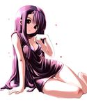  arm_support ass_visible_through_thighs bare_arms beatrice_(wild_arms) bottomless long_hair mayfeld purple_hair purple_skirt red_eyes skirt solo thigh_gap very_long_hair white_background wide_hips wild_arms wild_arms_3 