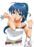  blue_eyes blue_hair food mitsuba_minoru original ponytail popsicle solo 