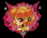  90s dragon_half looking_back lufa_(dragon_half) mita_ryuusuke official_art orange_hair red_eyes short_hair smile solo 