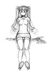  fate/stay_night fate_(series) greyscale long_hair mike156 miniskirt monochrome skirt solo thighhighs toosaka_rin twintails 