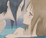  animated animated_gif bath black_hair blush breasts brown_eyes brown_hair closed_eyes eye_contact kenjou_kaname kiss kiyashiki_momomi long_hair looking_at_another lowres multiple_girls nude open_mouth screencap short_hair strawberry_panic! submerged water wet yuri 