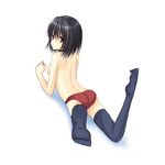  copyright_request lowres panties red_panties shima-shuu solo thighhighs topless underwear underwear_only 