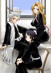  2girls bleach day haori hinamori_momo hitsugaya_toushirou japanese_clothes kedo_mitsuharu long_sleeves matsumoto_rangiku multiple_girls taichou_haori 