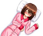  closed_eyes hair_ornament lask long_sleeves lyrical_nanoha mahou_shoujo_lyrical_nanoha mahou_shoujo_lyrical_nanoha_a's pajamas sleeping solo x_hair_ornament yagami_hayate 