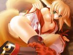  animal_ears ass breasts carnelian fox_ears fox_tail game_cg long_sleeves medium_breasts meirin_(yamibou) multiple_tails nipples solo tail thighhighs yami_to_boushi_to_hon_no_tabibito 