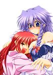  breasts glomp hong_meiling hug hujitu-sakuyasukii izayoi_sakuya large_breasts long_sleeves multiple_girls touhou yuri 