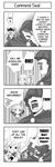  1girl 4koma artist_request caster comic fate/stay_night fate_(series) greyscale hard_translated long_sleeves monochrome translated 