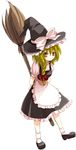  blonde_hair braid broom brown_eyes hat kirisame_marisa solo touhou witch_hat yakisake 