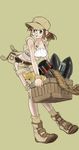  ammunition_belt baseball_cap boots box fanny_pack fio_germi glasses hat lowres metal_slug official_art senno_aki short_shorts shorts snk solo stuffed_animal stuffed_toy tank_top vest 