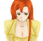  artist_request breasts cleavage code_geass large_breasts long_hair orange_hair shirley_fenette solo yellow_eyes 