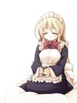  blush_stickers cup eroppu jirou_(chekoro) long_sleeves maid original sitting solo tea yunomi 