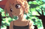  animal_ears brown_eyes cat_ears copyright_request orange_hair peaceful short_hair solo sun-3 tree 