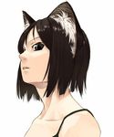  animal_ears bare_shoulders black_eyes black_hair cat_ears copyright_request open_mouth short_hair simple_background solo sun-3 