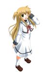  arisa_bannings blonde_hair green_eyes long_sleeves lyrical_nanoha mahou_shoujo_lyrical_nanoha odayan socks solo 