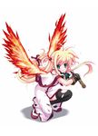  arisa_bannings burning_arisa fiery_wings lyrical_nanoha magical_girl mahou_shoujo_lyrical_nanoha minamura_haruki parody shakugan_no_shana solo sword thighhighs weapon wings 