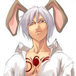  animal_ears bunny_ears copyright_request glasses male_focus red_eyes solo sun-3 