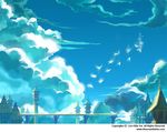  bird cloud copyright_request day elda_the no_humans scenery sky tower 