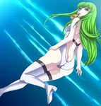  ass butt_crack c.c. code_geass dimples_of_venus food green_hair long_hair mouth_hold namekuji pizza solo thighhighs very_long_hair 