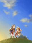  1girl cloud day hat imu_(lom) kyuu_(komugi) legend_of_mana long_hair seiken_densetsu sky toto_(lom) 