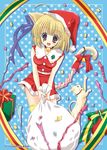  animal_ears ayato_mimi cat_ears christmas hat original santa_costume santa_hat solo tail thighhighs 