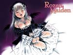  bare_shoulders breasts cleavage closed_eyes collarbone copyright_name hairband large_breasts lolita_hairband long_hair long_sleeves open_mouth rozen_maiden sitting solo suigintou tears toshi_hiroshi yokozuwari 