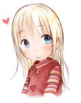  ana_coppola bangs barasui blonde_hair blue_eyes heart ichigo_mashimaro long_hair looking_to_the_side shirt simple_background smile solo striped striped_shirt sweater_vest upper_body white_background 