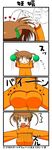 4koma breast_padding comic highres lask long_sleeves lyrical_nanoha mahou_shoujo_lyrical_nanoha orange_shirt shirt takamachi_nanoha translation_request 