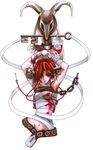  a.b.a artist_request bandages blood chain fingerless_gloves gloves guilty_gear hair_ornament hair_over_one_eye key key_in_head paracelsus red_eyes red_hair short_hair single_glove solo 