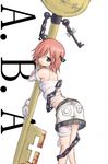  a.b.a artist_request bandages blood blue_eyes chain guilty_gear hair_over_one_eye key key_in_head paracelsus red_hair short_hair shorts solo 