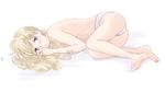  barefoot feet hands lace lace-trimmed_panties legs lying on_side original panties solo takahashi_mugi topless underwear underwear_only white_panties 