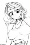  breasts choker greyscale large_breasts mike156 monochrome persona persona_3 short_hair simple_background solo takeba_yukari tank_top 