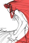  artist_name big_hair clenched_teeth eyes_visible_through_hair from_side long_hair long_skirt long_sleeves looking_at_viewer looking_to_the_side mike156 oekaki open_mouth partially_colored profile red_hair ribbon simple_background sketch skirt solo teeth toono_akiha tsukihime tsurime very_long_hair white_background 