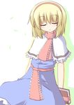  alice_margatroid blonde_hair capelet hairband kugui_kiyunemu short_hair solo touhou white_capelet 