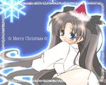  artist_request christmas fate/stay_night fate_(series) long_sleeves lowres solo thighhighs toosaka_rin 