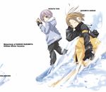  brown_hair konatsu_karasu long_sleeves multiple_girls nagato_yuki short_hair snowboard suzumiya_haruhi suzumiya_haruhi_no_yuuutsu 