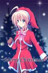  artist_request artoria_pendragon_(all) blonde_hair christmas fate/stay_night fate_(series) long_sleeves pantyhose saber santa_costume solo 