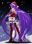  artist_request black_panties blindfold boots christmas fate/stay_night fate_(series) long_hair panties red_legwear rider santa_costume solo standing thigh_boots thighhighs underwear very_long_hair 