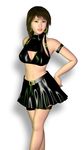  3d breasts collar copyright_request earrings jewelry large_breasts leather metadoll midriff miniskirt skirt solo 