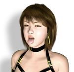  3d collar copyright_request earrings jewelry leather metadoll short_hair solo tongue 