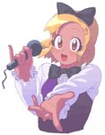  angol_mois blonde_hair dark_skin keroro_gunsou long_sleeves lunch_(lunch3) microphone necktie ribbon solo 