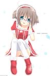  animal_ears christmas copyright_request dog_ears glasses green_panties kayune_niu panties pantyshot pantyshot_(sitting) santa_costume sitting solo thighhighs underwear white_legwear 