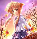  animal_ears autumn fox_ears leaf long_sleeves lowres original school_uniform solo tail yamamoto_nori yellow_eyes 