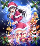  :d black_hair blue_eyes boots breasts capelet christmas coin covered_nipples dress hat holly large_breasts long_hair long_sleeves merry_christmas open_mouth original pooh red_capelet sack santa_claus santa_costume santa_hat short_dress smile solo sparkle tanaka_kakue winnie_the_pooh 