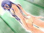  ass back bad_hands baka_ouji_persia bikini_tan blue_hair breasts closed_eyes dutch_angle from_behind game_cg hayase_mitsuki kimi_ga_nozomu_eien large_breasts long_hair nude open_mouth showering sideboob solo tan tanline wet 